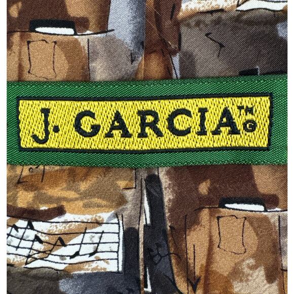 Jerry Garcia Brown Tan Gray Abstract Neck Tie - Picture 3 of 3